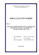 Khóa luận Một số giải pháp nhằm nâng cao hiệu quả hoạt động đầu tư tài chính của doanh nghiệp Việt Nam