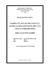 Khóa luận Nghiên cứu mức độ thỏa mãn của người lao động đối với tổ chức của công ty TNHH Phù Đổng