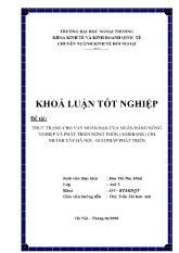 Khóa luận Thực trạng cho vay ngắn hạn của ngân hàng nông nghiệp và phát triển nông thôn AgriBank chi nhánh Tây Hà Nội - Giải pháp phát triển