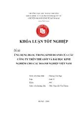 Khóa luận Ứng dụng blog trong kinh doanh của các công ty trên thế giới và bài học kinh nghiệm cho các doanh nghiệp Việt Nam