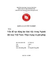 Khóa luận Vấn đề tạo động lực làm việc trong ngành dệt may Việt Nam: Thực trạng và giải pháp