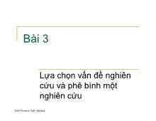 Lựa chọn vấn đề nghiên cứu và phê bình một nghiên cứu