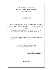 Luận văn Các giải pháp cho các doanh nghiệp xuất khẩu của Việt Nam vượt qua rào cản kỹ thuật thương mại của Hoa Kỳ
