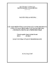 Luận văn Các giải pháp nâng cao năng lực cạnh tranh của công ty giao nhận kho vận tải ngoại thương Vietrans trong quá trình hội nhập