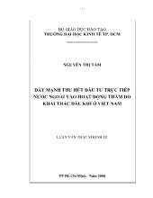 Luận văn Đẩy mạnh thu hút đầu tư trực tiếp nước ngoài vào hoạt động thăm dò khai thác dầu khí ở Việt Nam