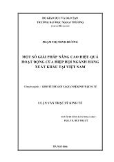 Luận văn Một số giải pháp nâng cao hiệu quả hoạt động của hiệp hội ngành hàng xuất khẩu tại Việt Nam