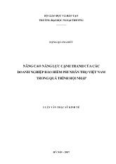 Luận văn Nâng cao năng lực cạnh tranh của các doanh nghiệp bảo hiểm phi nhân thọ Việt Nam trong quá trình hội nhập