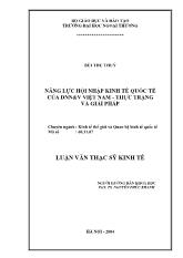 Luận văn Năng lực hội nhập kinh tế quốc tế của doanh nghiệp nhỏ và vừa Việt Nam: Thực trạng và giải pháp
