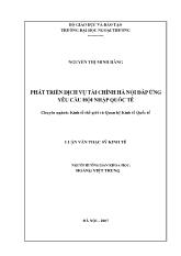 Luận văn Phát triển dịch vụ tài chính Hà Nội đáp ứng yêu cầu hội nhập quốc tế