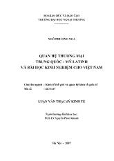 Luận văn Quan hệ thương mại Trung Quốc - Mỹ latinh và bài học kinh nghiệm cho Việt Nam