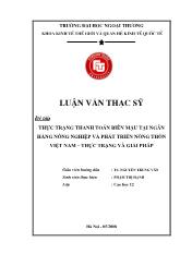 Luận văn Thực trạng thanh toán biên mậu tại ngân hàng nông nghiệp và phát triển nông thôn Việt Nam: Thực trạng và giải pháp