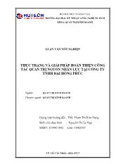 Luận văn Thực trạng và giải pháp hoàn thiện công tác quản trị nguồn nhân lực tại công ty TNHH Đại Hồng Phúc