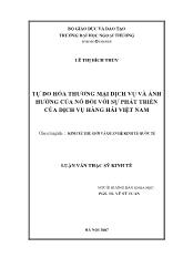 Luận văn Tự do hóa thương mại dịch vụ và ảnh hưởng của nó đối với sự phát triển của dịch vụ hàng không Việt Nam