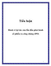 Tiểu luận Hành vi lợi tức của lần đầu phát hành cổ phiếu ra công chúng (IPO)