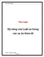 Tiểu luận Kỹ năng của Luật sư trong các vụ án thừa kế