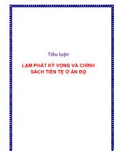 Tiểu luận Lạm phát kỳ vọng và chính sách tiền tệ ở Ấn Độ