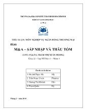 Tiểu luận M&A - Sát nhập và thâu tóm