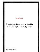 Tiểu luận Nâng cao chất lượng phục vụ của nhân viên bán hàng tại siêu thị Big C Huế