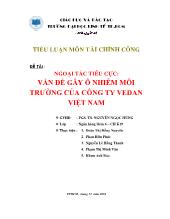 Tiểu luận Ngoại tác tiêu cực: Vấn đề gây ô nhiễm môi trường của công ty Vedan Việt Nam