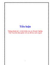 Tiểu luận Những thuận lợi và khó khăn của các Doanh Nghiệp Việt Nam khi đàm phán với các đối tác nước ngoài