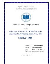 Tiểu luận Phân tích báo cáo tài chính công ty cổ phần sản xuất thương mại may Sài Gòn