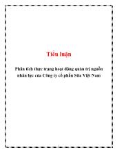 Tiểu luận Phân tích thực trạng hoạt động quản trị nguồn nhân lực của công ty cổ phần sữa Việt Nam