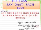 Tiểu luận Sản xuất sạch hơn trong ngành công nghiệp mía đường