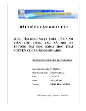 Tiểu luận Tìm hiểu nhận thức của sinh viên lớp công tác xã hội K7 trường Đại học khoa học Thái Nguyên về căn bệnh HIV/AIDS