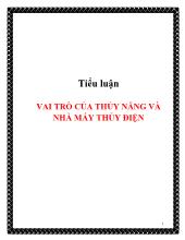 Tiểu luận Vai trò của thủy năng và nhà máy thủy điện