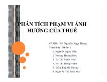 Bài thuyết trình Phân tích phạm vi ảnh hưởng của thuế