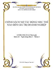 Chuyên đề Chính sách nợ tác động như thế nào đến giá trị doanh nghiệp