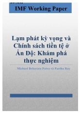 Đề tài Lạm phát kỳ vọng và Chính sách tiền tệ ở Ấn Độ: Khám phá thực nghiệm
