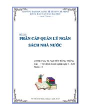 Đề tài Phân cấp quản lý ngân sách nhà nước