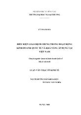 Luận văn Điều kiện giao dịch chung trong hoạt động kinh doanh quốc tế và khả năng áp dụng tại Việt Nam