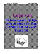 Luận văn Kế toán nguyên vật liệu công cụ dụng cụ ở công ty TNHH XDTM và DV Thành Tú