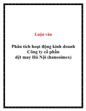 Luận văn Phân tích hoạt động kinh doanh Công ty cổ phần dệt may Hà Nội (hanosimex)