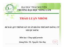 Thảo luận Quy trình sản xuất kháng thể đơn dòng, ưu nhược điểm