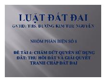 Tiểu luận Chấm dứt quyền sử dụng đất: thu hồi đất và giải quyết tranh chấp đất đai
