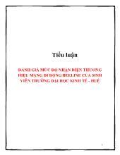 Tiểu luận Đánh giá mức độ nhận diện thương hiệu mạng di động beeline của sinh viên trường đại học kinh tế - Huế