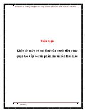 Tiểu luận Khảo sát mức độ hài lòng của người tiêu dùng quận Gò Vấp về sản phẩm mì ăn liền Hảo Hảo