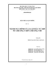 Tiểu luận Nội dung chính của luật đầu tư 2005 từ chương V đến chương VIII