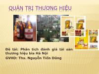 Tiểu luận Phân tích đánh giá tài sản thương hiệu bia Hà Nội