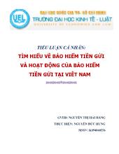 Tiểu luận Tìm hiểu về bảo hiểm tiền gửi và hoạt động của bảo hiểm tiền gửi tại Viêt Nam