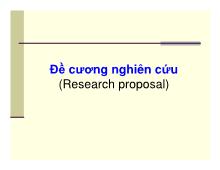 Bài giảng Đề cương nghiên cứu (Research proposal)