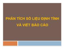 Bài giảng Phân tích số liệu định tính và viết báo cáo