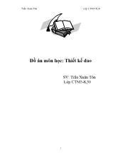 Đồ án Tính toán thiết kế dao tiện định hình với các thông số sau: Vật liệu gia công : phôi thanh tròn thép C45 có b = 600N/mm 2
