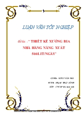 Luận văn Thiết kế xưởng bia nhà hàng năng xuất 500 lit/ngày