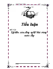 Tiểu luận Nghiên cứu công nghệ khử trùng nước cấp