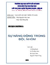 Bài dịch chương 3: Sự năng động trong đội, nhóm
