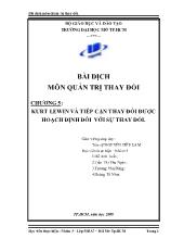 Bài dịch Chương 5: kurt lewin và tiếp cận thay đổi được hoạch định đối với sự thay đổi